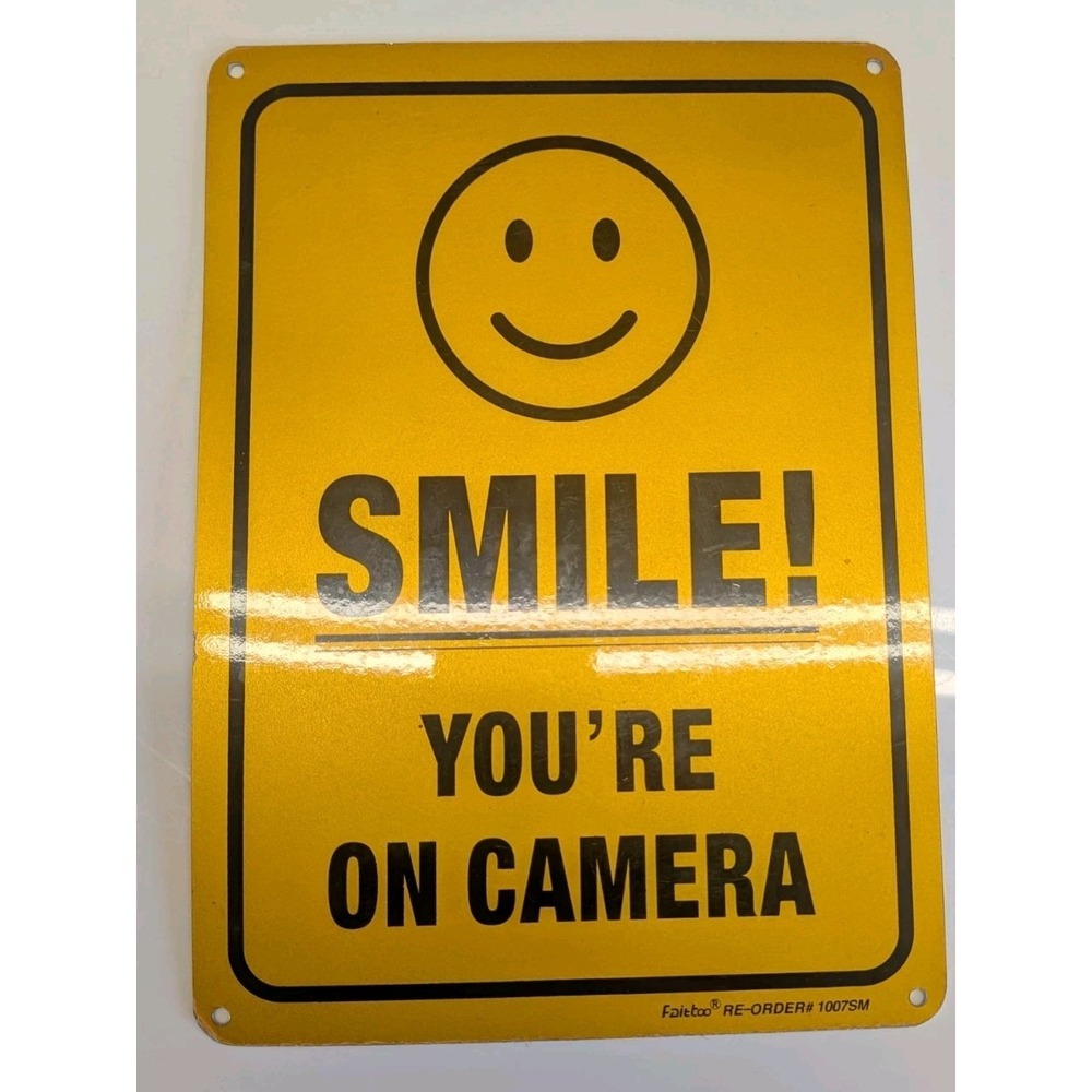 Youre On Camera Sign Yellow  10" BY 7" Reflective Survalance Warning Sign